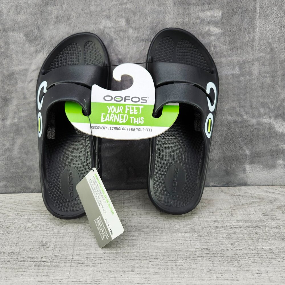 OOFOS Unisex OOAHH Slide Black Impact Absorption NWT